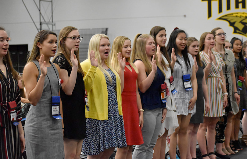 ALA Girls State participants during swearing in ceremony