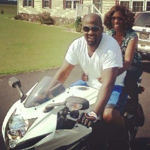 Tina Washington and son on motorcycle