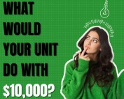 Woman thinking "What could your unit do with $10,000?"
