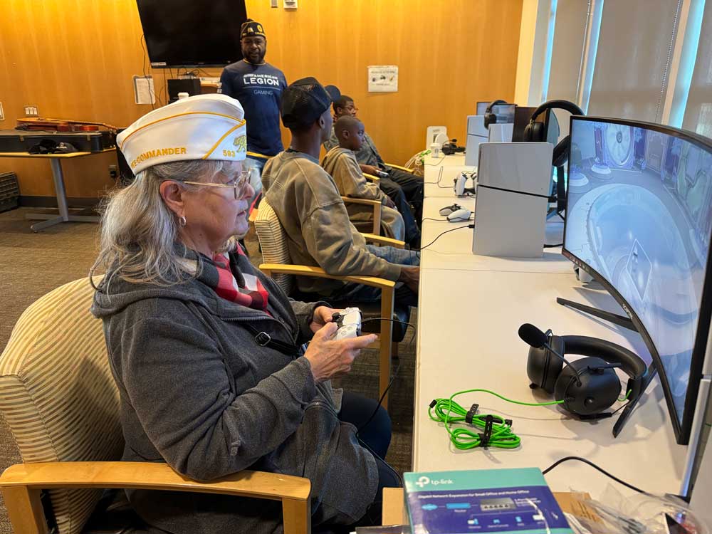 woman playing video game